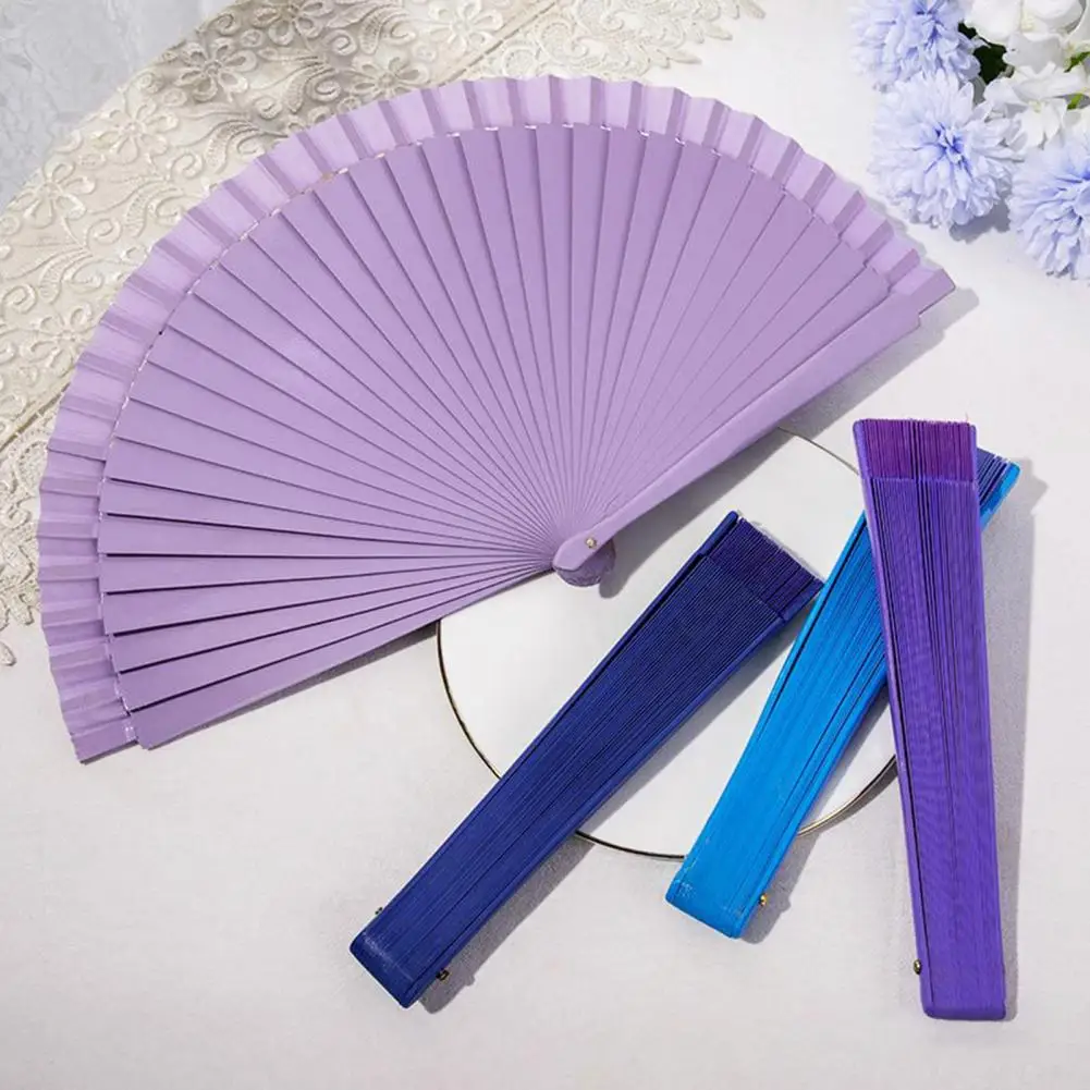 1Pc 23cm Folding Fan Long-lasting Hand Held Fan Art Craft Show Props Wooden Shank Classical Dance Portable Room Decoration portable fan,folding fan,mini fan,hand fan,wooden hand fan,silk fans,kung fu fan