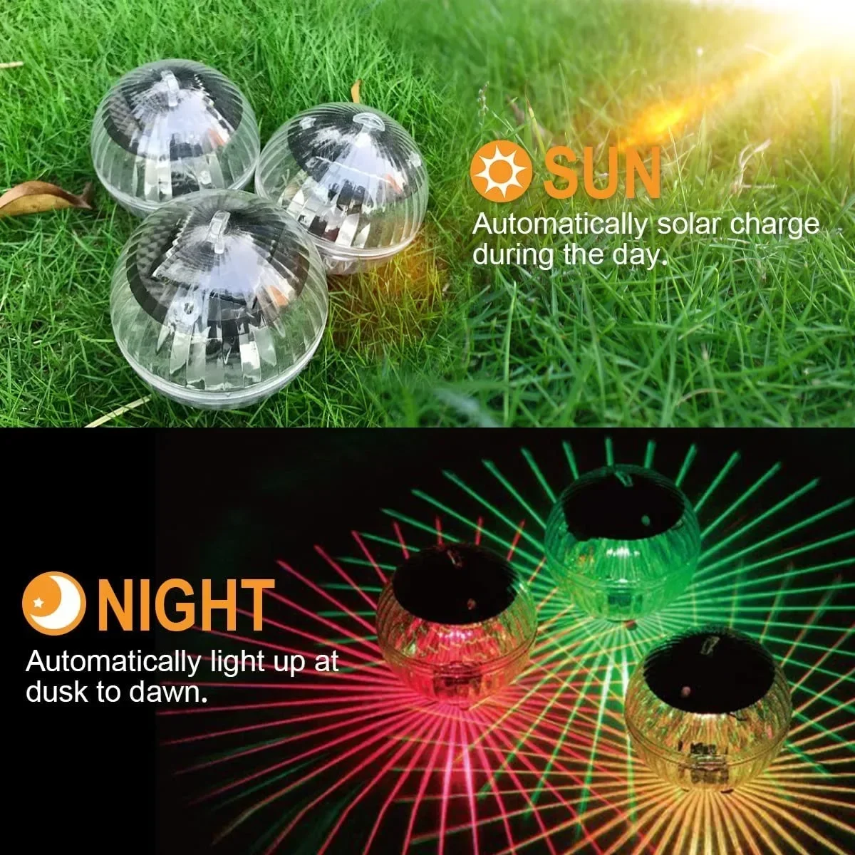 Description Picture 3 of itemNEW Led Solar Floating Lamps Swimming Pool Ball Solar Panel Powered Pond Drift Waterproof Glow Show Disco Color Changing lights
