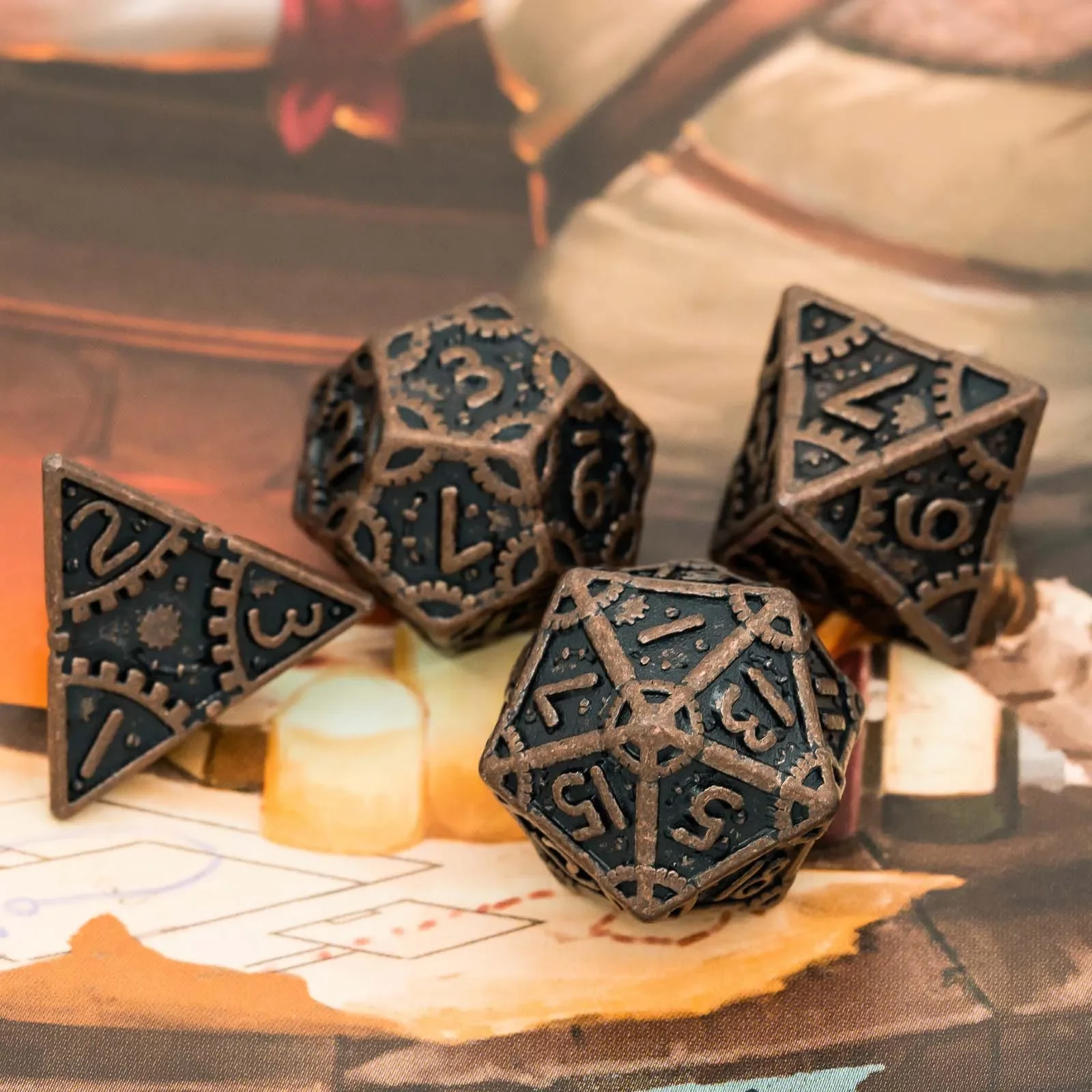 Metal D&D Dices Steampunk Style 7Pcs Dungeons and Dragons Polyhedral Dice Set for Role Playing Game TRPG Board Games game dice dice set