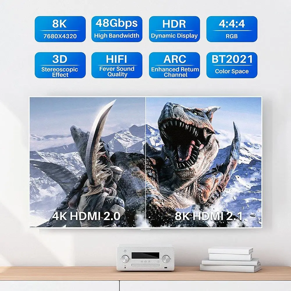 1m/1.5m/3m/5m HD TV ڽ    HDMI ̺ HD 2.1 ̺, 8K @ 60Hz 4K @ 120Hz 48Gbps PS5 PS4 
