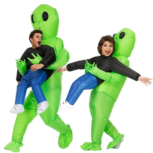 Inflatable Alien Costume for Adult Space Blow up Alien Holding Human  Costume Halloween Party Costume Funny Cosplay Fancy Dress