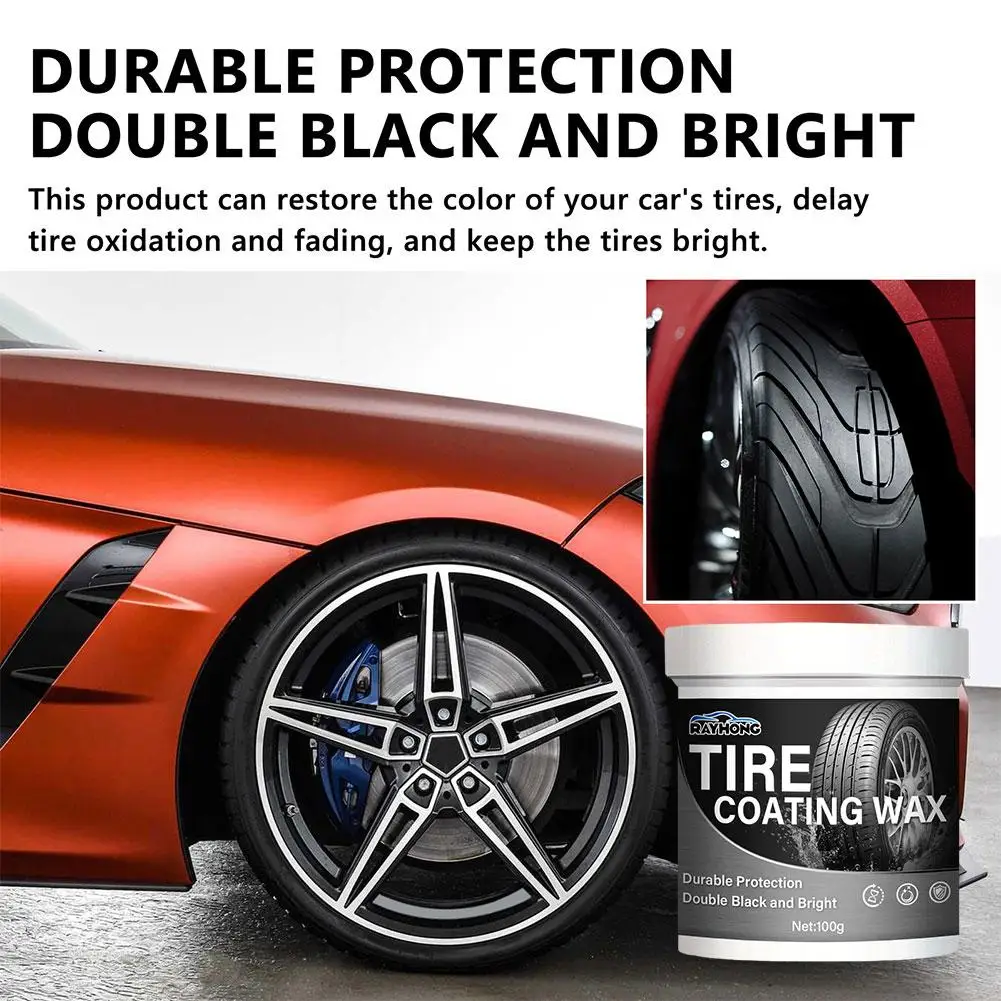 

100g Wheel Tire Cleaner Glazing Wheel Wax Car Tire Cream Retreading Waterproof Rim Effective Cleaning Tire Shine Solid Coat B4X0