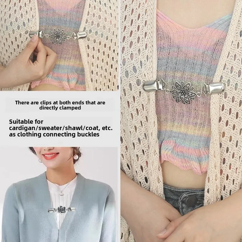 4가지 스타일 빈티지 스웨터 숄 클립 꽃무늬 레트로 가디건 칼라 드레스 클립 브로치 클립 셔츠 클립 여성용 소녀용
