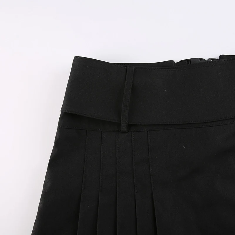 crop top with skirt Fashion Sweet Buckle Latch Low Rise Casual Vintage Mini Skirt A-line Skirts for Women 2022 Young Girl Pleated Skirt Harajuku satin skirt