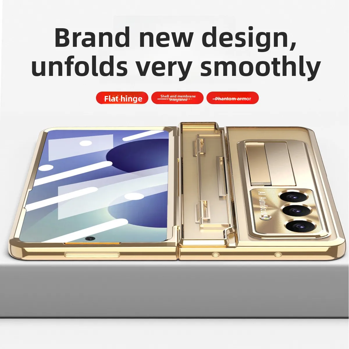 Premium Shockproof Case with Plating Flat Hinge & Tempered Film Cover For Samsung Galaxy Z Fold Series