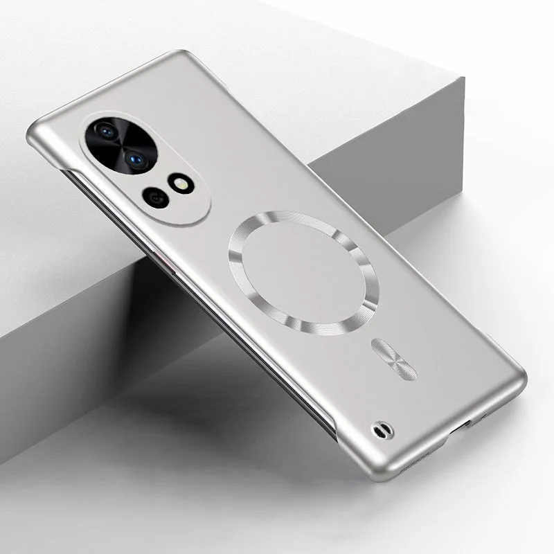 Sleek Magnetic Wireless Charging Metal Frame Hard Case