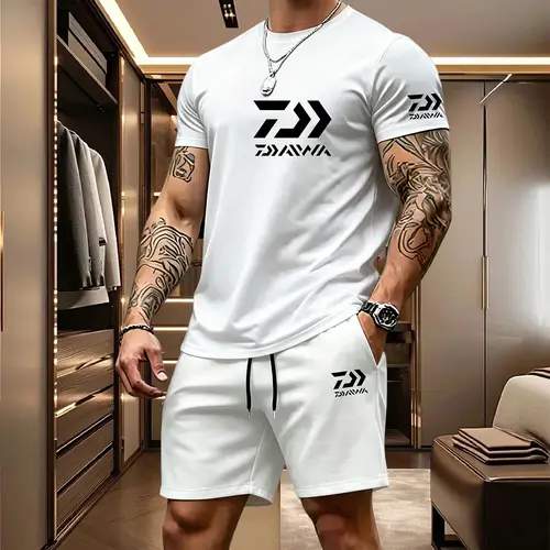2026 Summer Men's Short Sleeved T-shirt Drawstring Shorts Set Breathable Outdoor Sports Set Men's Daily Fishing Suit - Image 13