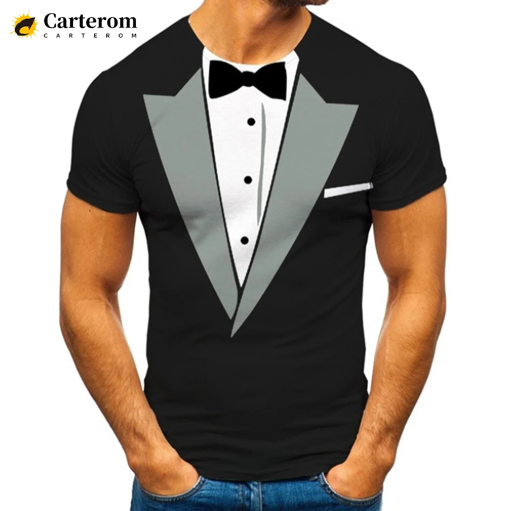 Tuxedo Retro Tie Suit 3D Printed T-shirt Bow Tie Pattern T Shirt Men Women  Fashion Casual Short Sleeve Funny Fake Suit Tshirt - AliExpress, image size:1000x1000