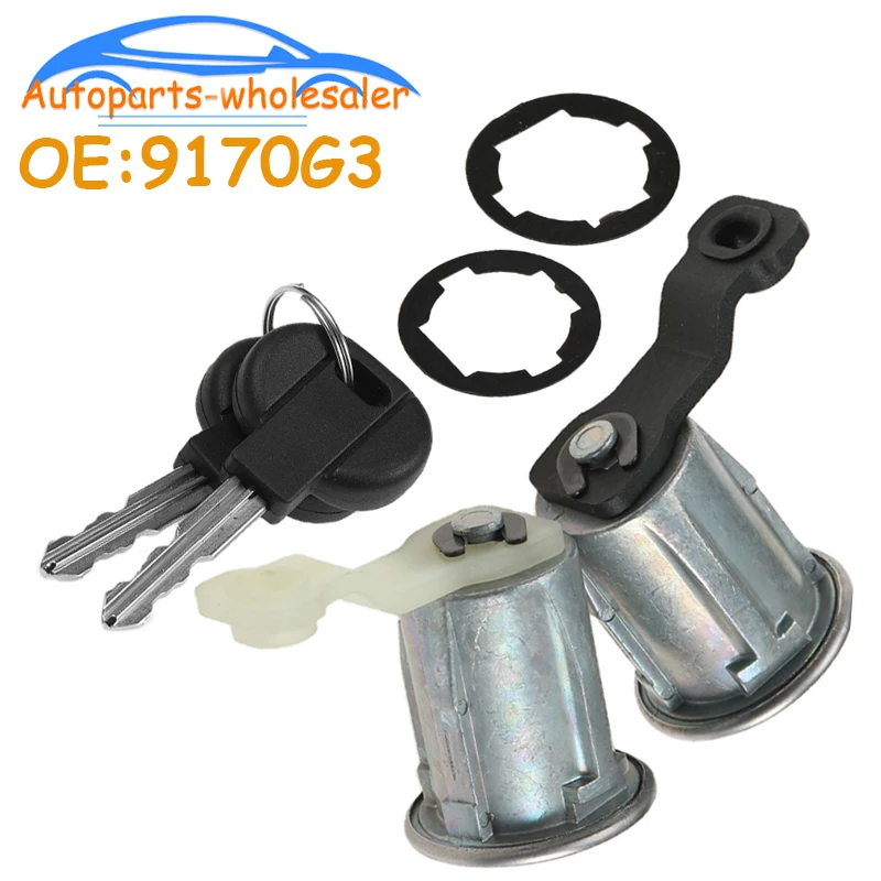 Car Door Lock Cylinders Set 2Keys Peugeot Citroen 9170G3