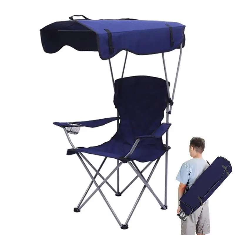 Folding Camping Chair Beach Chair Folding Camping Leisure with Canopy Shade for Outdoor Fishing Festival Lawn Picnic