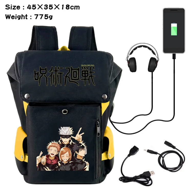 

Anime Backpack Jujutsu Kaisen Backpacks Teenagers Cartoon School Bag Men Female USB Charging Laptop Knapsack Travel Bagpack