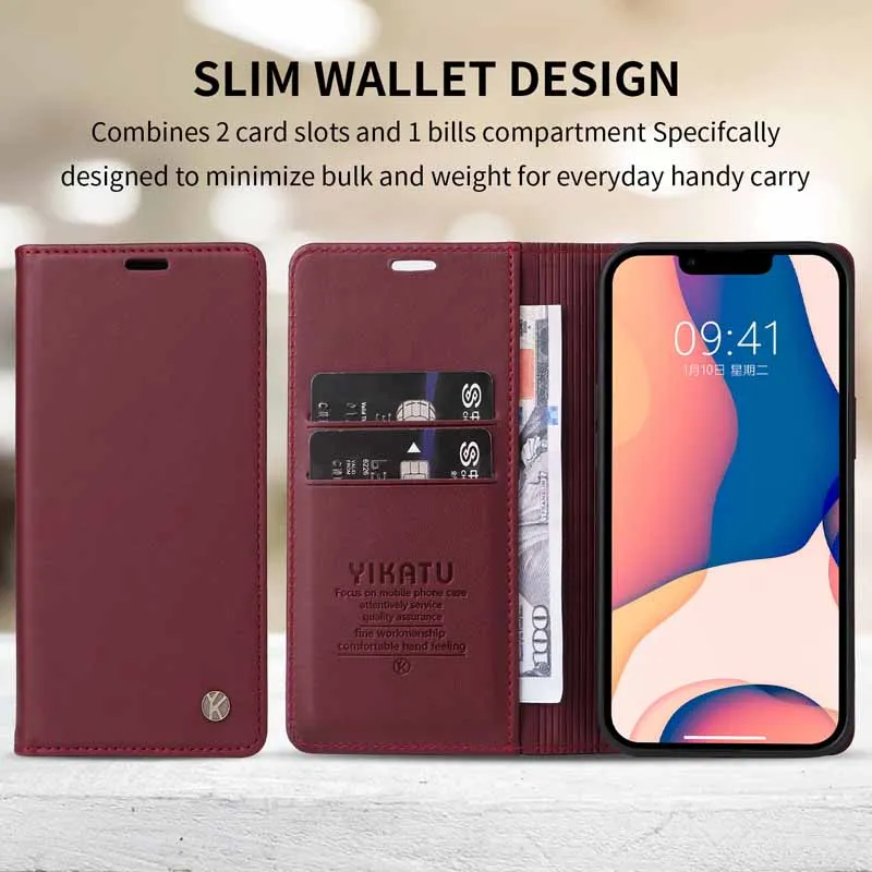 Leather Flip Cover with Strong Magnetic Closure - Business Wallet Case