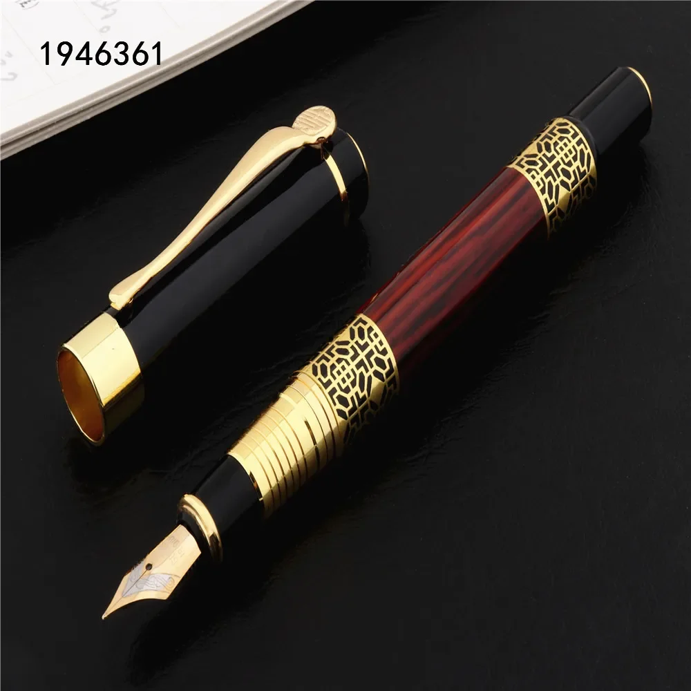 Fountain Pen 530 Golden carving Mahogany Business office School student office Supplies Ink pen