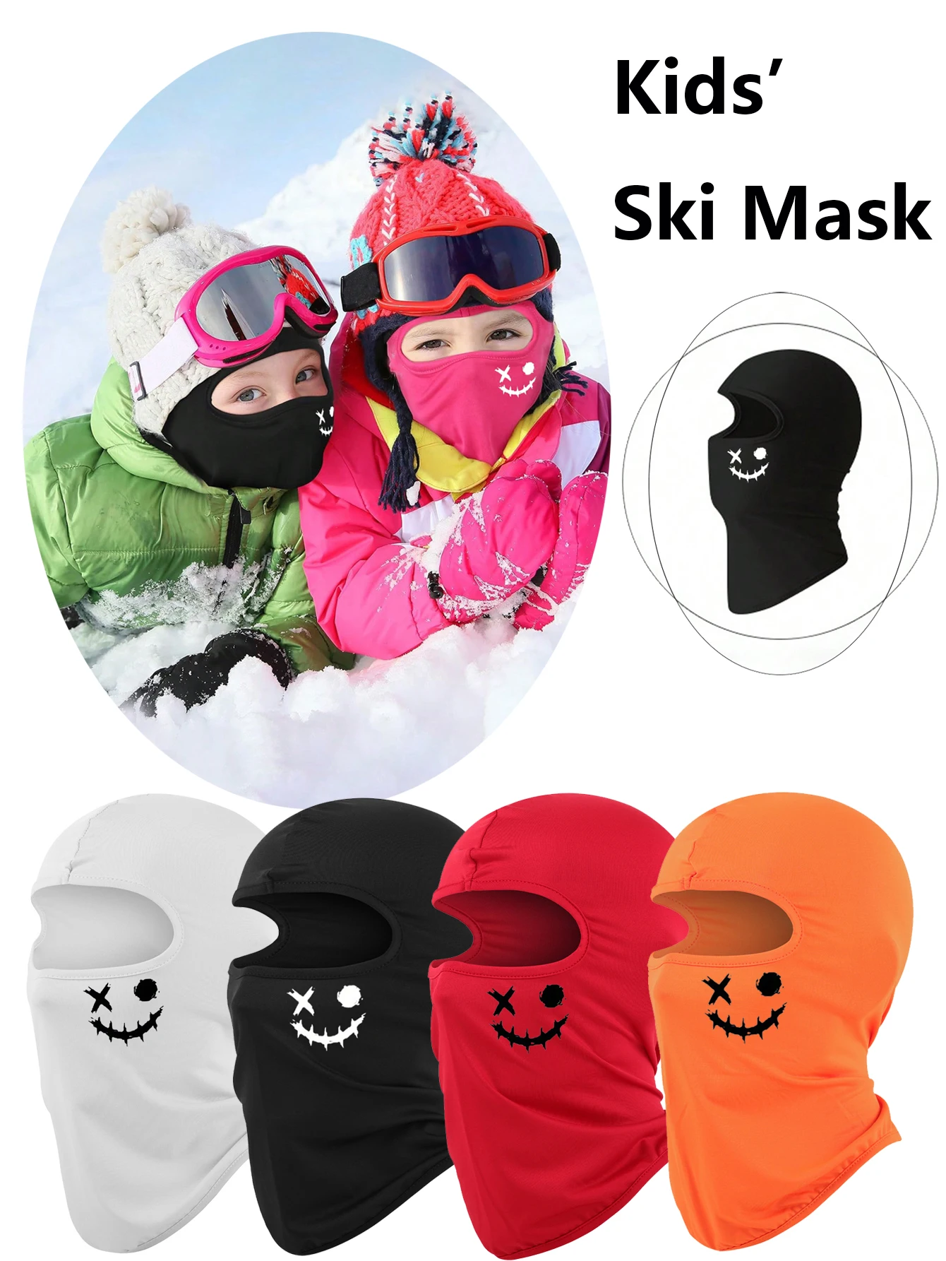 1pc children's cartoon printed hood outdoor sun protection sunshade mask dust-proof and breathable sports headscarf ski mask Children Sun Mask