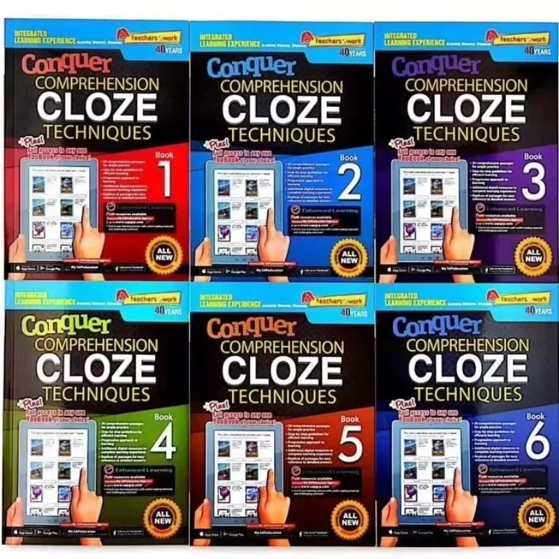 

6books/set Sap Conquer Comprehension CLOZE Techniques Grade 1-6 Children Learn Singapore Primary School English Grammar Textbook