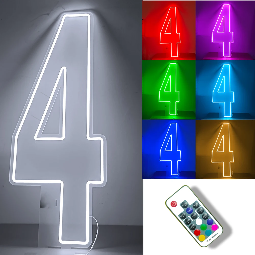 30inch Color-Changing Neon Sign Numbers - Free Standing & Hanging Option for Birthday Wedding Party Decor Lighting