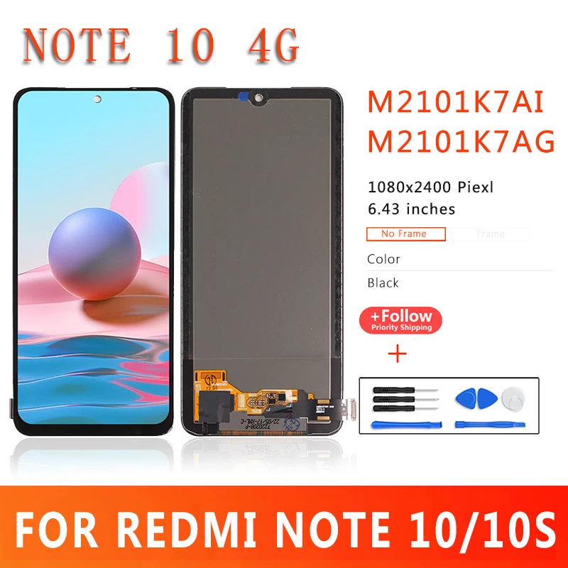 Display Lcd 6.43 Originale Per Xiaomi Redmi Note 10 Touch Screen 4G Per Red Note 10S Muslimatexlcd Parti Di Ricambio