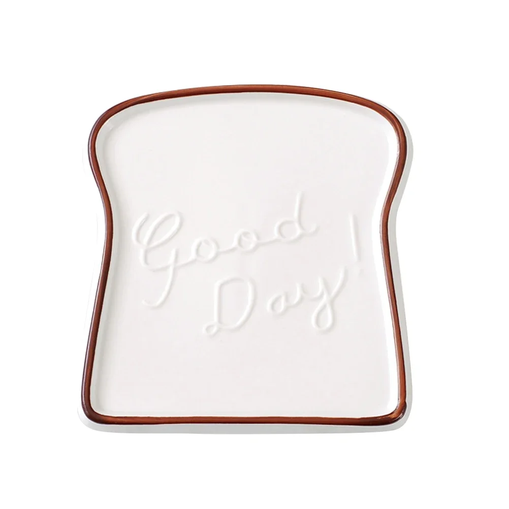 Tableware Set Fruit Plate Ceramic Sauce Dishes Nordic Ceramic Dessert Bread Plates Toast Shape Breakfast Dinner Cute Plates Western Salad Fruit Snack Tray Decorative Tableware