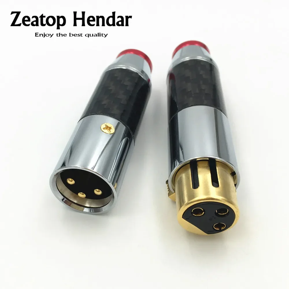 4 세트 고품질 탄소 섬유 3Pin XLR 남성 + 여성 플러그 밸런스 오디오 커..