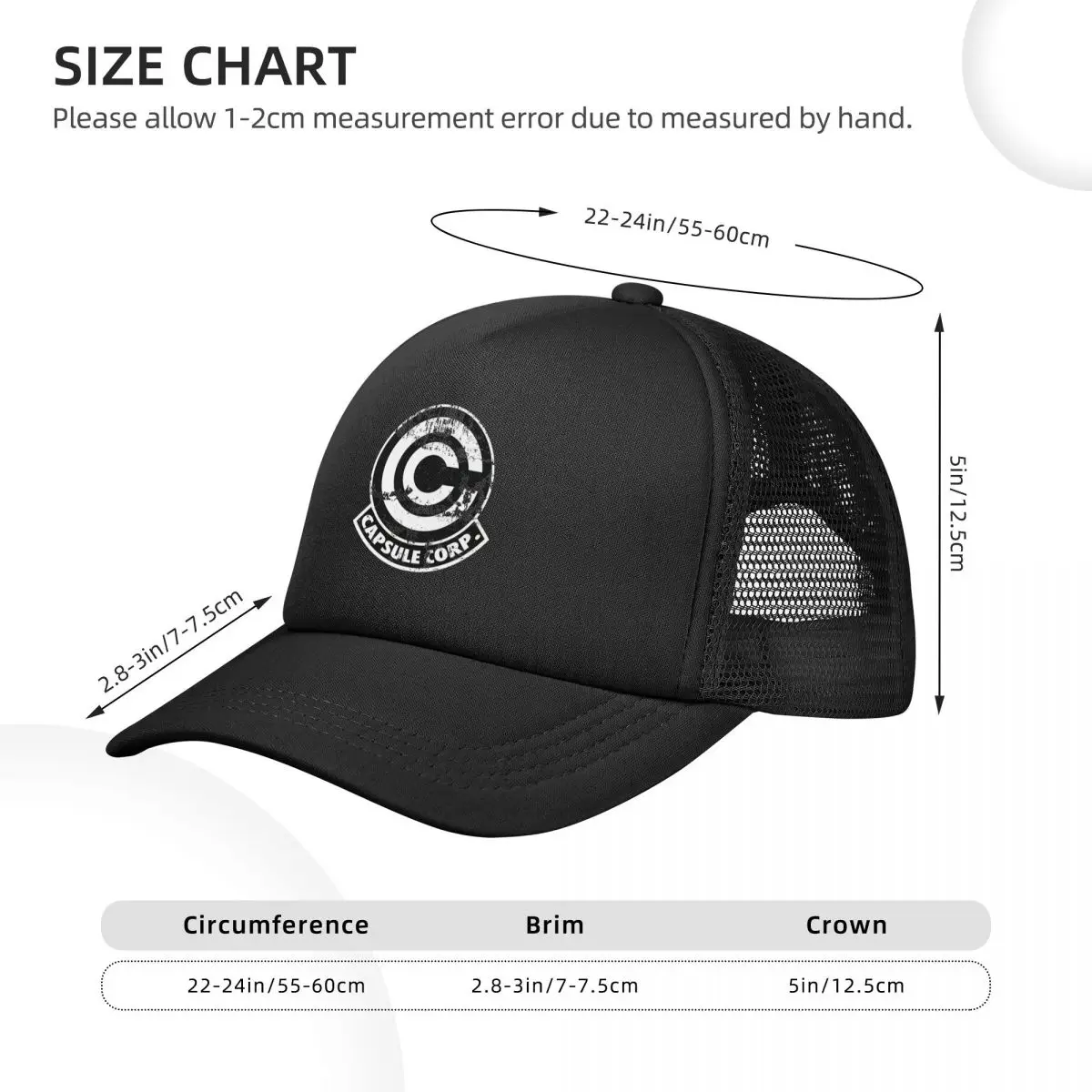 Unisex Capsule Corp Trucker Hat Sport Mesh Baseball Cap Polyester Anime DBZing Hat Sun Caps Adjustable Racing Cap Washable