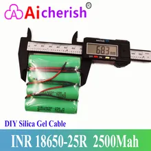 

100% Nieuwe Merk 18650 Battery 25R Lithium Ion Oplaadbare 3.6V 2500Mah 25Ah Batteries + DIY Silica Gel Cable