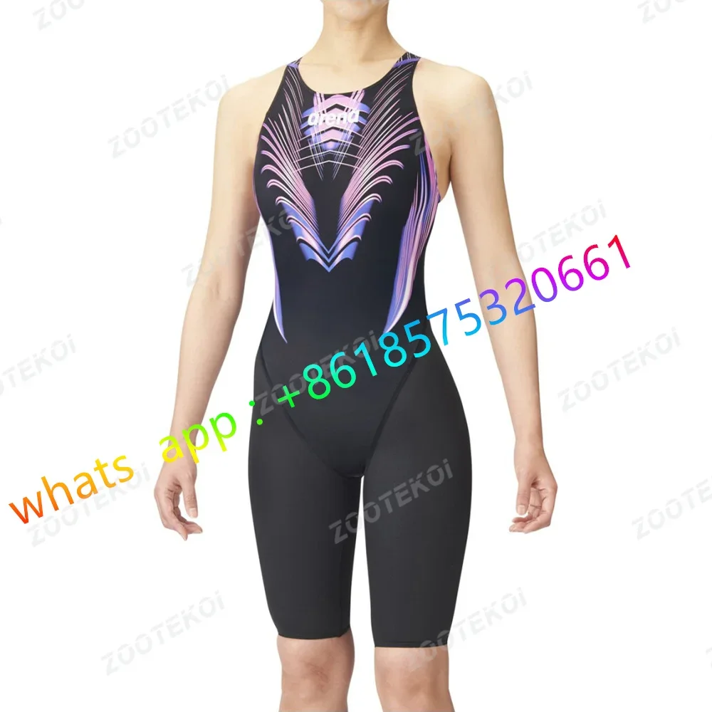 

Women One Piece Pro Training Sport Swimwear Knee-length Sport Swimsuit Triathlon Bodysuit Summer Bikini Beach Wear Bathing Suit