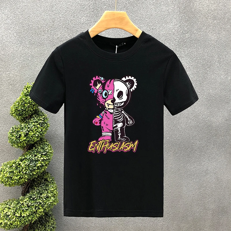 T-shirt con stampa robot bear per uomo e donna in cotone_voghion.com