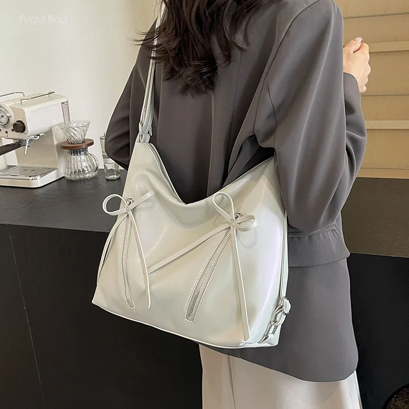 Women's Single Shoulder Bag Double Shoulder Bag Handheld Tote Bag 2024 New Fashion Commuter Bow, Casual Large Capacity