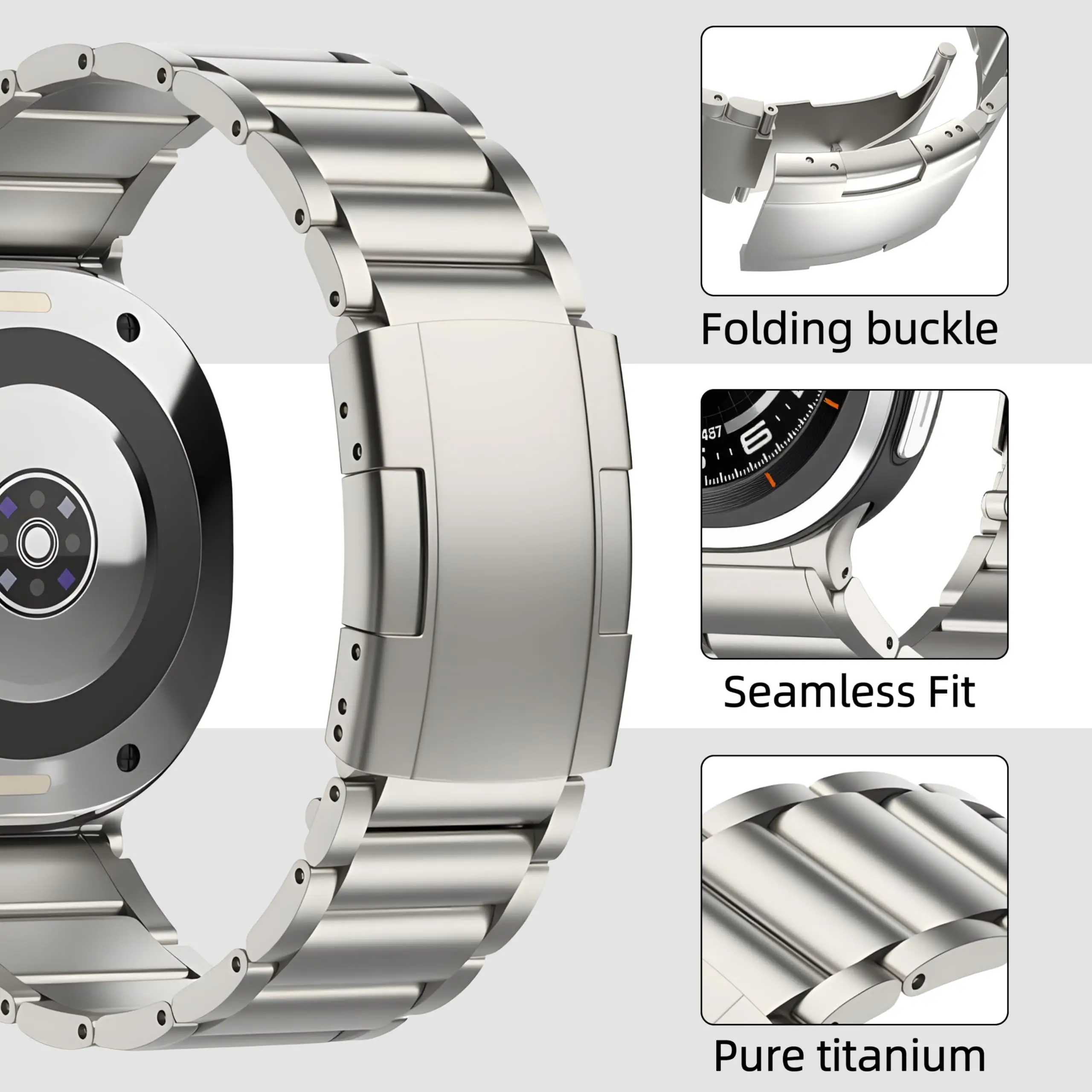 Luxury Titanium Metal Strap Bracelet