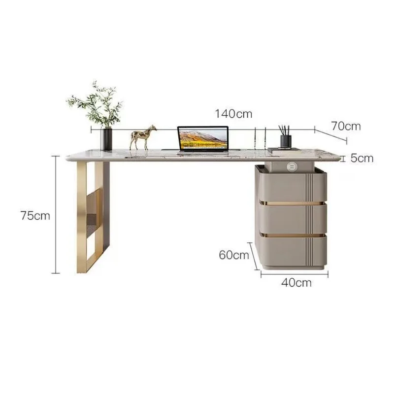 Bureau d'Écriture Minimaliste Moderne, Bureau d'Étude en Pierre de Luxe observateur avec Rangement