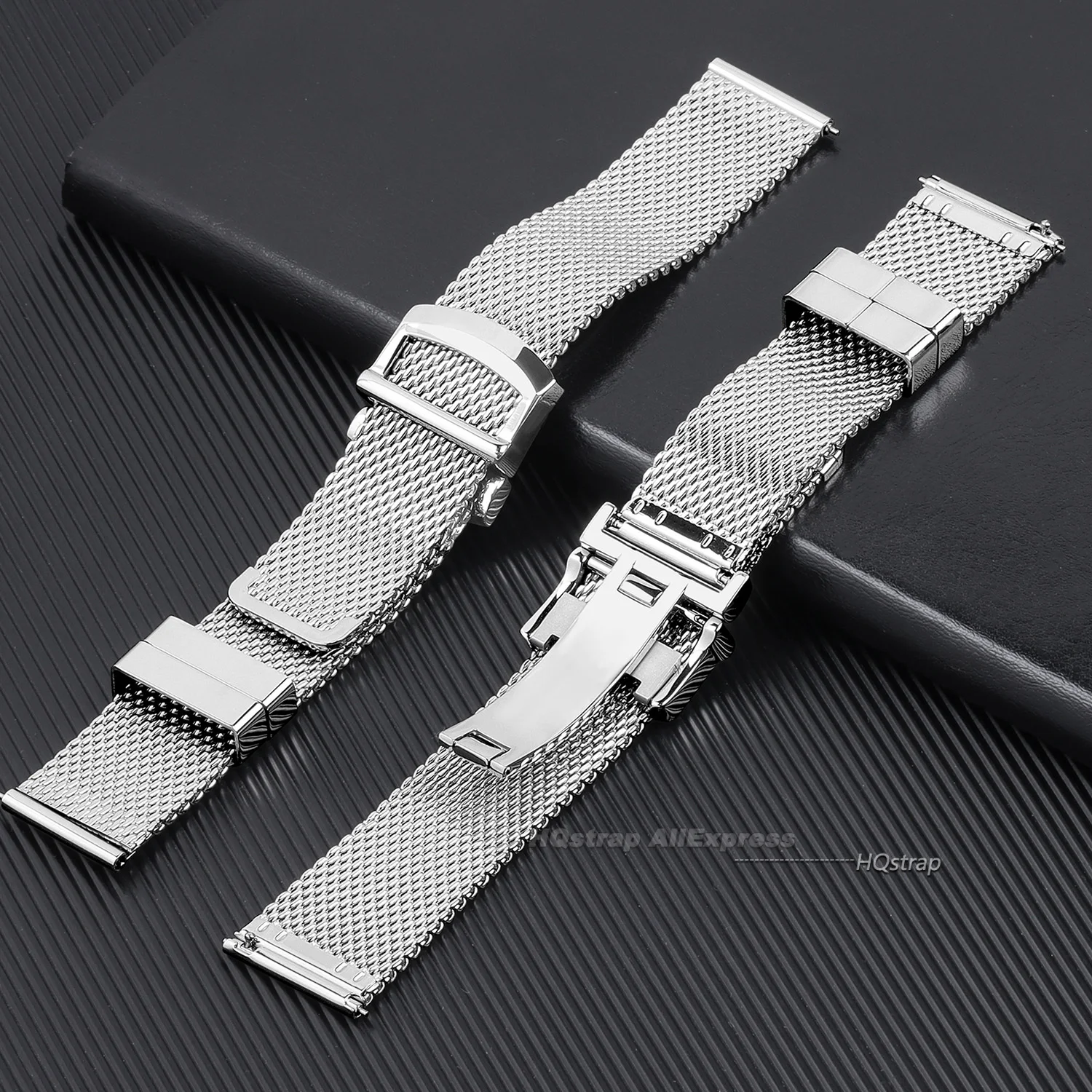 Elegant Milanese Mesh Watch Strap with Folding Buckle
