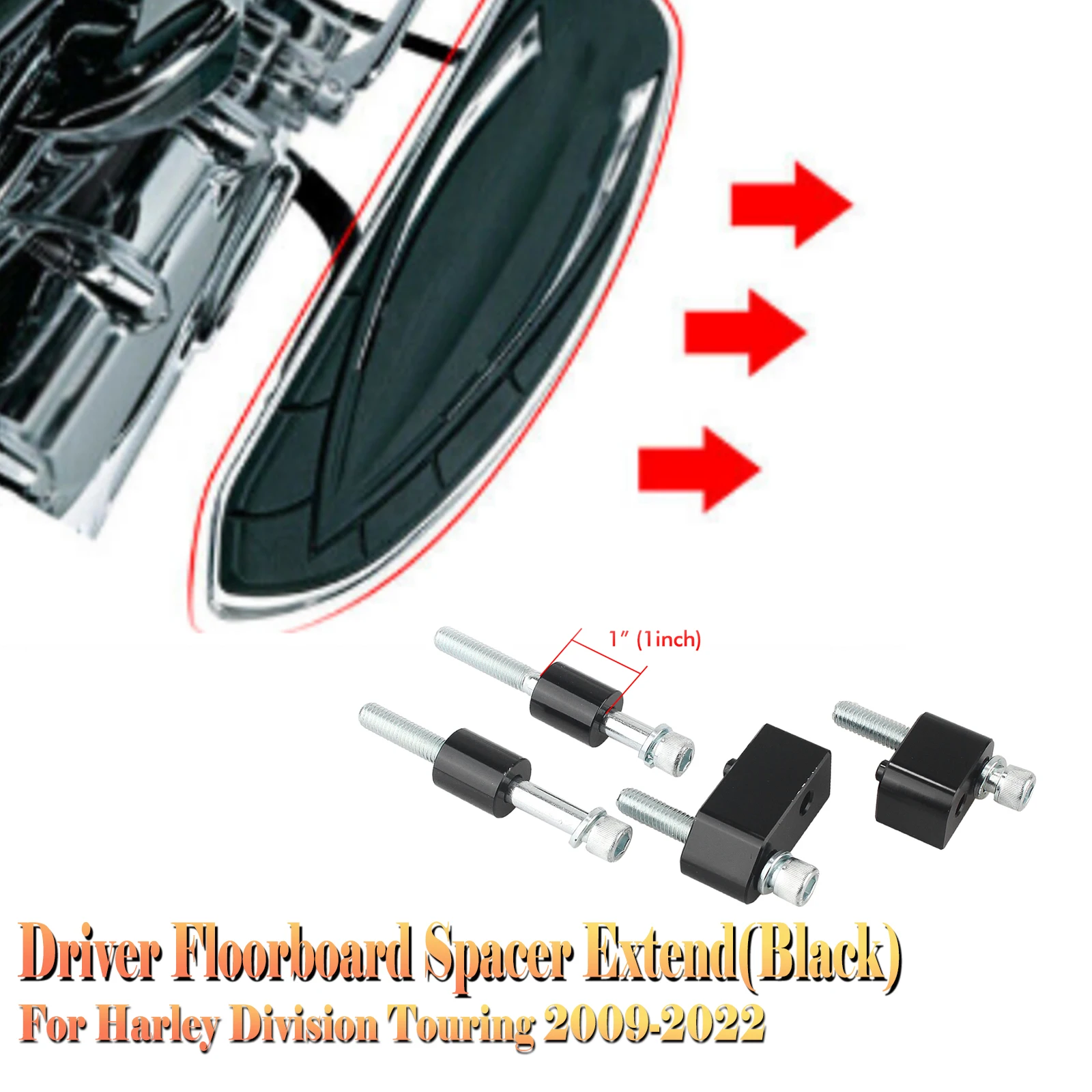 

For Harley Davidson Touring 2009-2022 /Tri-Glide 2010-2013 1 inch 1"Motorcycle Driver Floorboard Spacer Extend Kit