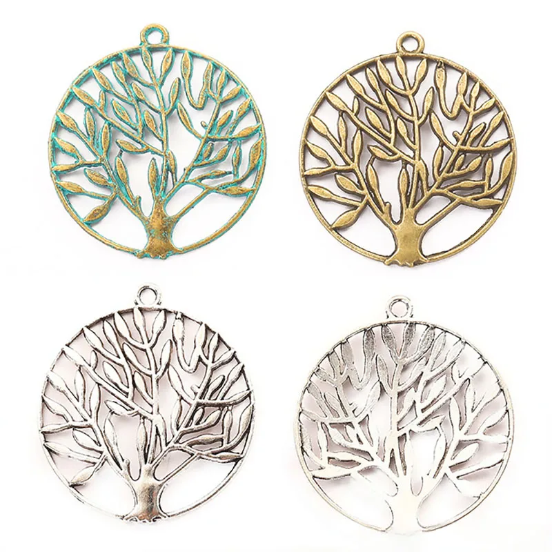 

WZNB 10Pcs 42x37mm Peace Life Tree Charms Antique Silver Geometry Pendant for Jewelry Making Handmade Necklace Diy Accessories