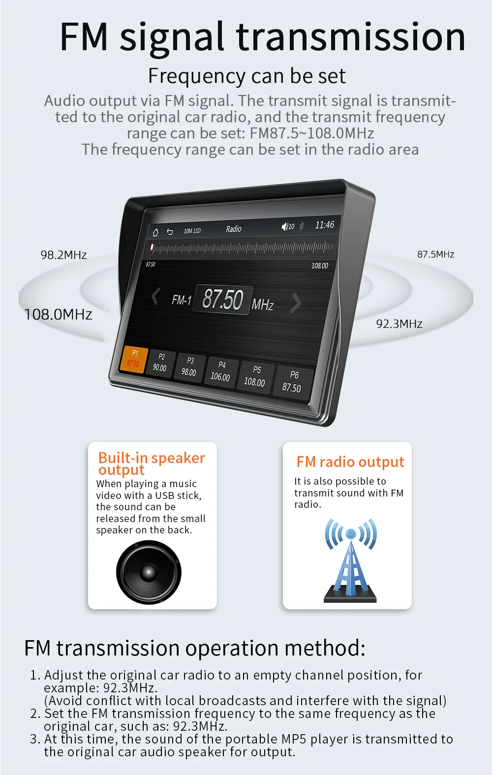 S80b5049da2ee492e823f4ac2e50e98f7A Portable Car Radio Multimedia Video Player 7 Inch Wireless Carplay Android Touch Screen Universal Car Intelligent Systems