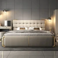 Lit de camping pliable de luxe 150x200cm, cadre de lit super king size, ensemble complet de meubles de chambre à coucher modernes pour adultes, style nordique pour la maison 1