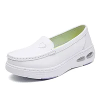 Big size 2024 new  hot sell high quality real cow leather soft and comfortable white color  lady shoes for nurse and doctor 2