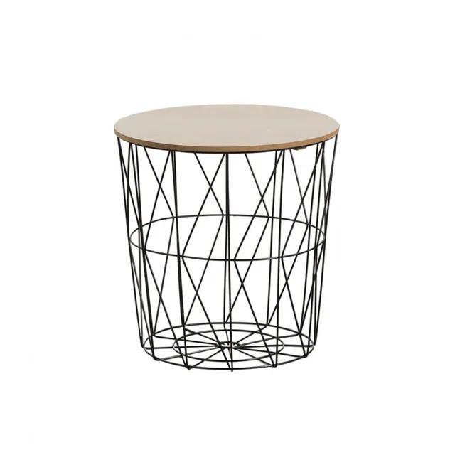 Coffee table round Storage 41x40cm Thinia Home Beige and black