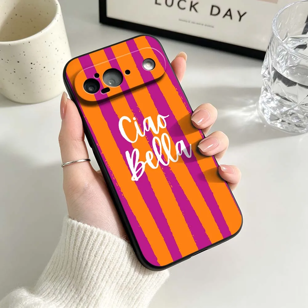 Orange Striped Minimalist Black Soft Silicone Phone Case