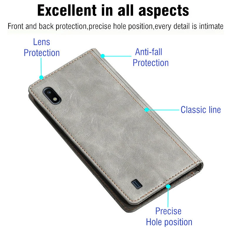 Leather Flip Case - Elegant Wallet Cover with Card Holder and Magnetic Closure