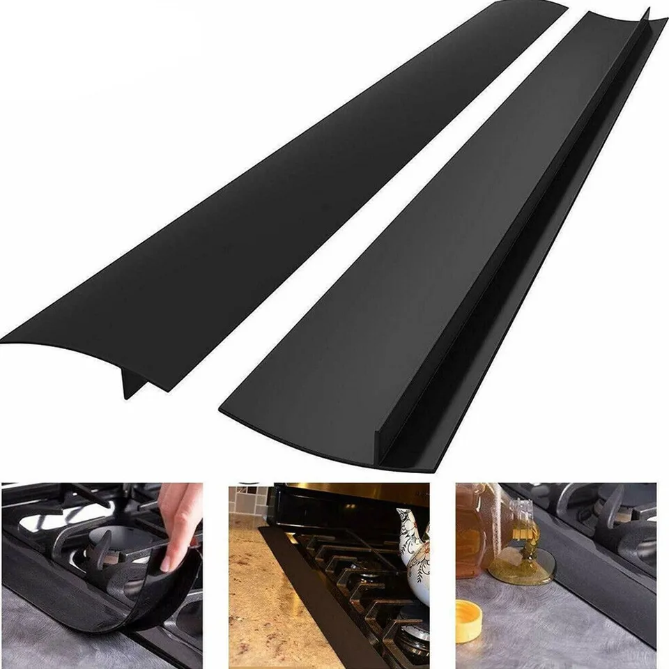 Copertura Per Piano Cottura In Silicone – 63,5 Cm – Antimacchia E Lavabile In Lavastoviglie (Nero, 2 Pezzi) - 2