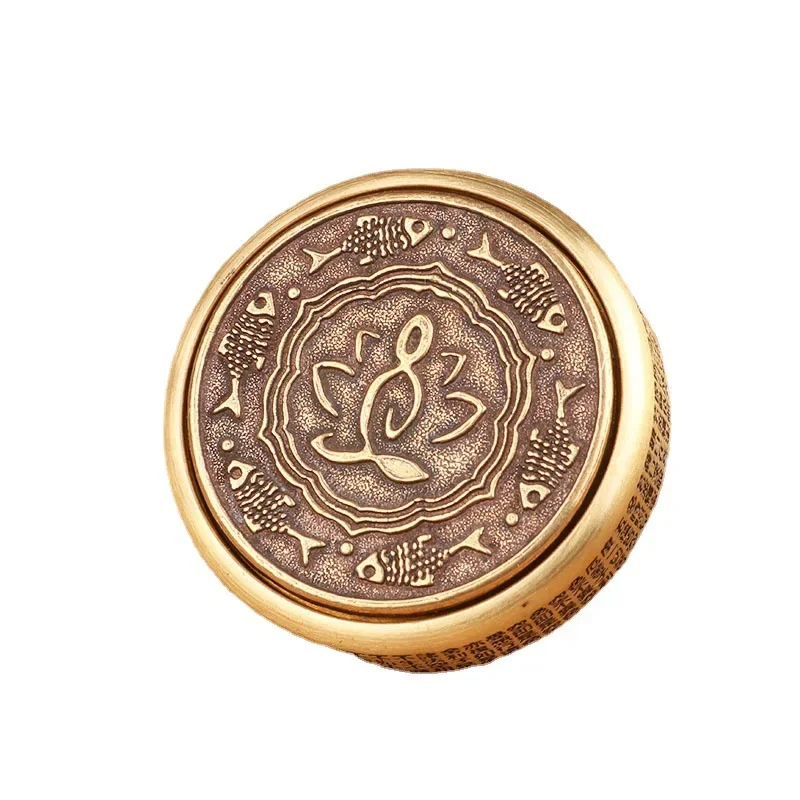 Buddha\'s rotatable brass fingertip top Zen Heart Sutra finger toy Great Compassion Mantra copper ornaments handicraft