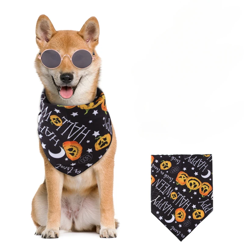 

Halloween Dog Cat Triangle Scarfs Pet Puppy Bandana Collar Bibs Adjustable Washable Bib Shawls for Small Medium Dog Accessoires