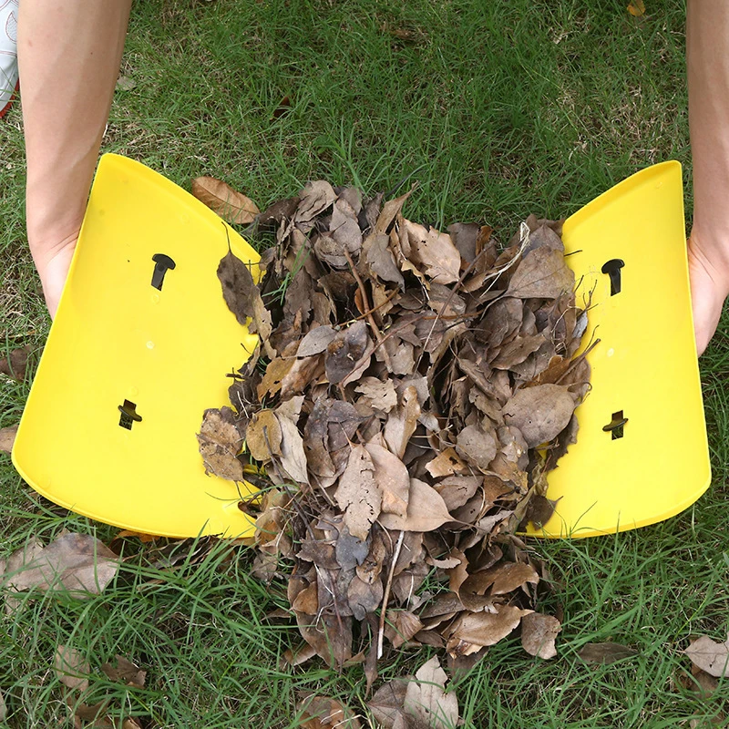 Yellow Garden Yard Leaf Scoops, Leaf Grabbers Collector Grabs Grass Leaves Pick Up Hand Rakes for Garden Rubbish