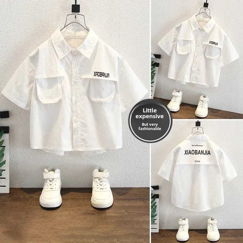 Cool Boys Summer Shirt Handsome Short Sleeve Children's Fashionable Top Street Style Little Boy Trendy Clothing AE Stock