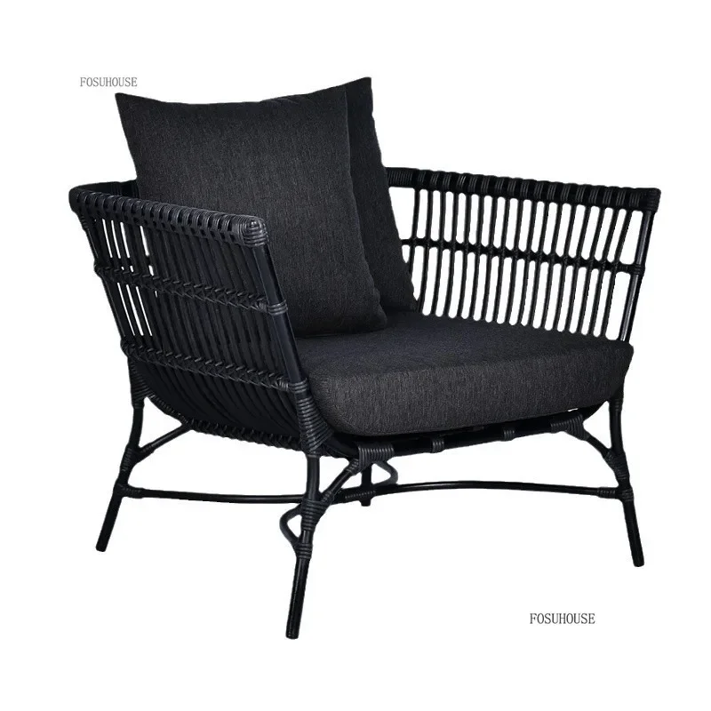 High-end Outdoor Sofas Leisure PE Rattan Courtyard Terrace Garden Sofa Chair Villa Outdoor Waterproof Sun Protection Furniture