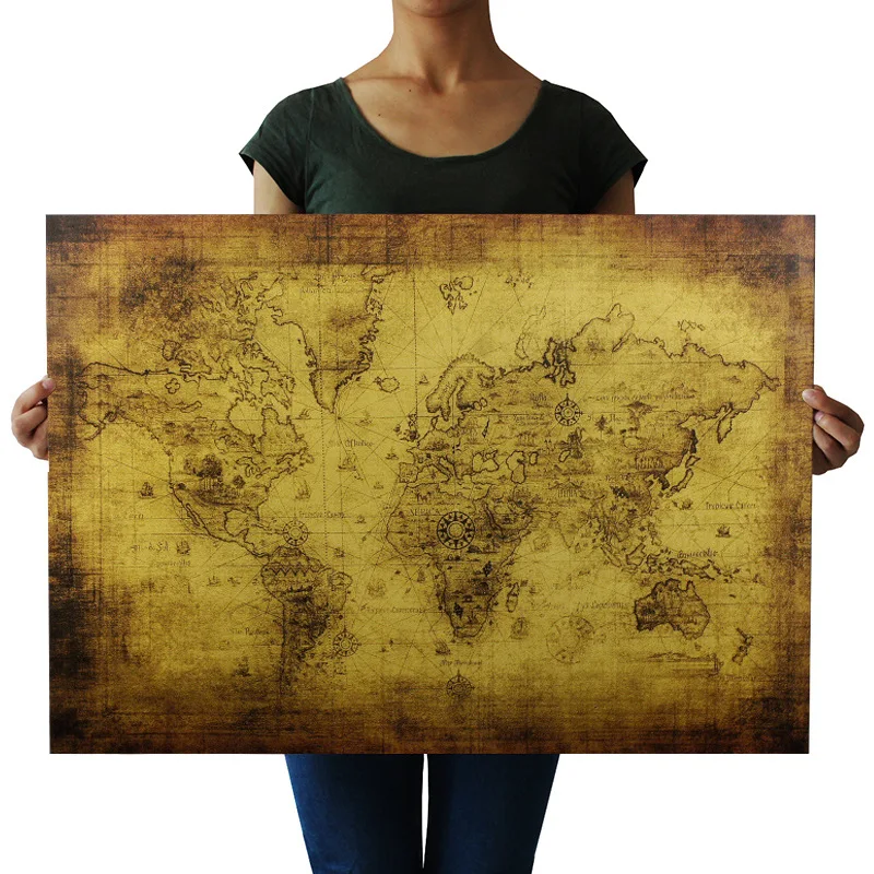 

World Treasure Map retro kraft paper poster indoor bar cafe decorative painting 72.5 * 51.5 cm