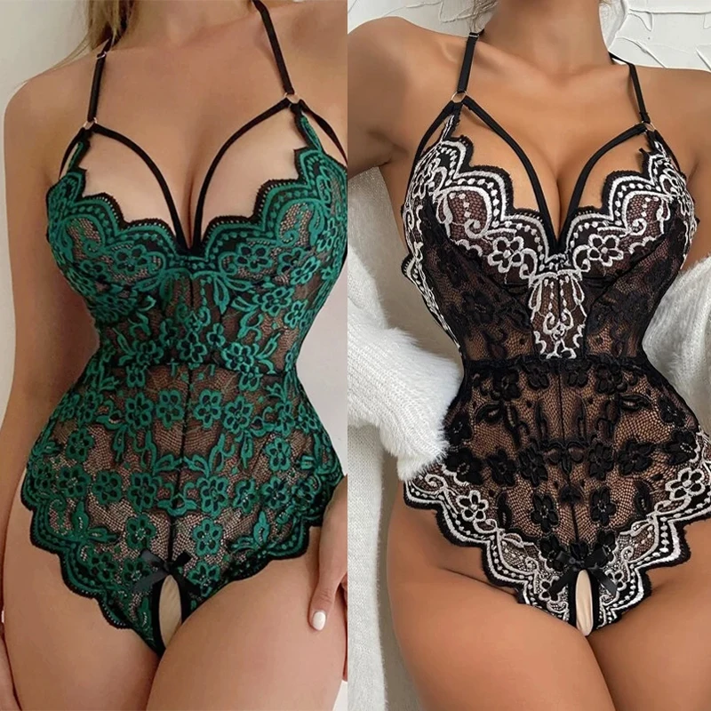 Women Sexy Lingerie Open Crotchless Underwear Babydoll Dress Lace Bodysuit Erotic Costume