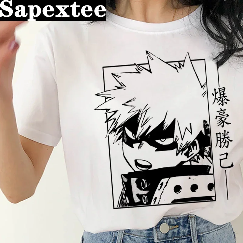 My Hero Academia Bakugou Boku No Hero Academia T-Shirt Damen weißes T-Shirt 2021 Grafik-T-Shirts Damen T-Shirt Kawaii