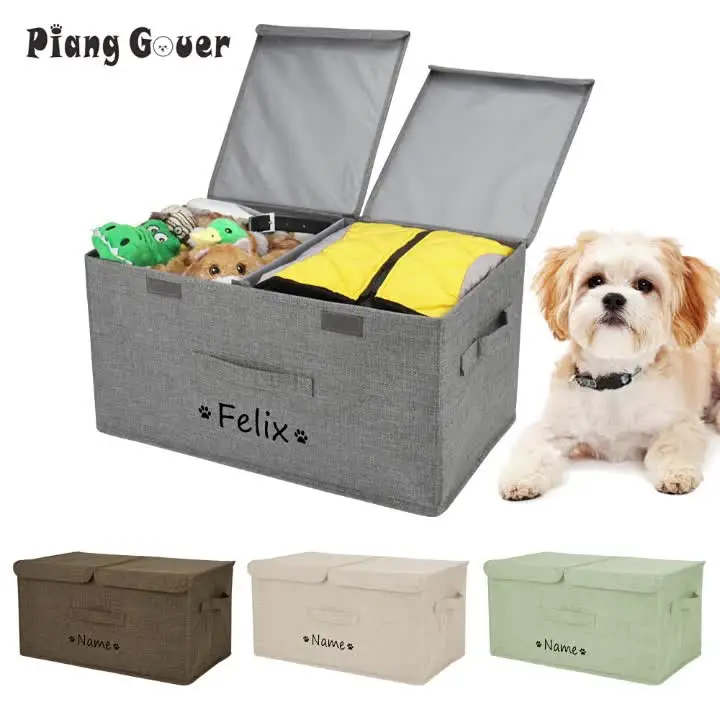 Benutzerdefinierte Hund Haustier Spielzeug Box personalisierte Name Hund  Zubehr Lagerung Bin mit Deckel Katze Haustier Organizer Lagerung Korb fr  Spielzeug Decke - AliExpress 15