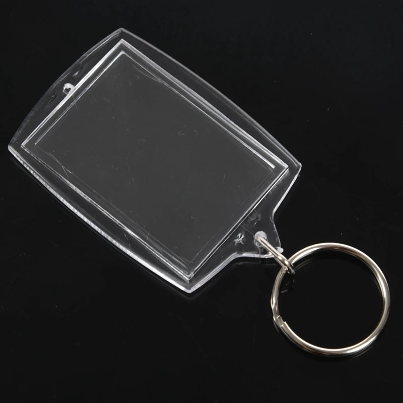 30Pcs Transparent Blank Insert Photo Keychain Split Key Ring Holder